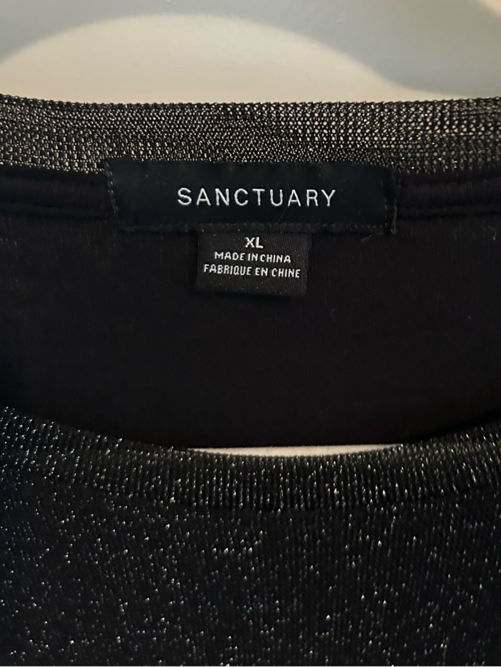 Sanctuary Sheer Sleeve Silver Sparkle Top NWOT - Picture 2 of 2